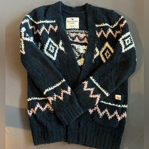 Abercrombie Kids Black Cardigan with Pink and White Patterns